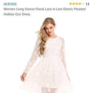 ACEVOG Long Sleeve A-Line Lace Dress - NWT